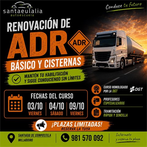 CURSO RENOVACIÓN ADR BÁSICO Y CISTERNAS
