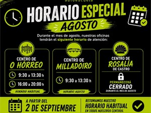 HORARIO ESPECIAL · MES DE AGOSTO