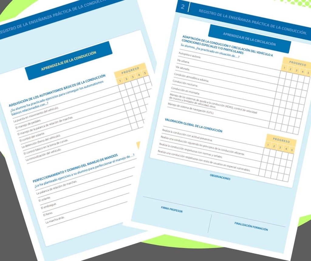 Tráfico actualiza las fichas de seguimiento de enseñanza de los permisos de conducir